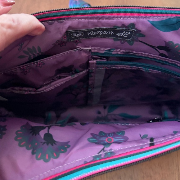 Lug Floral Quilted Shoulder Bag - Teal and Pink - Picture 7 of 7